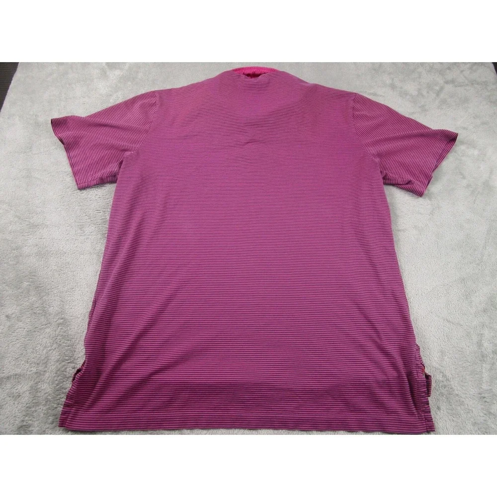 Polo Ralph Lauren Shirt Mens XL‎ Pink Striped Golf Short Sleeve Preppy